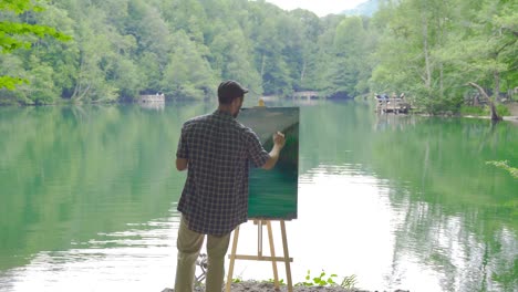 Der-Maler,-Der-Das-Bild-Des-Sees-Zeichnete.